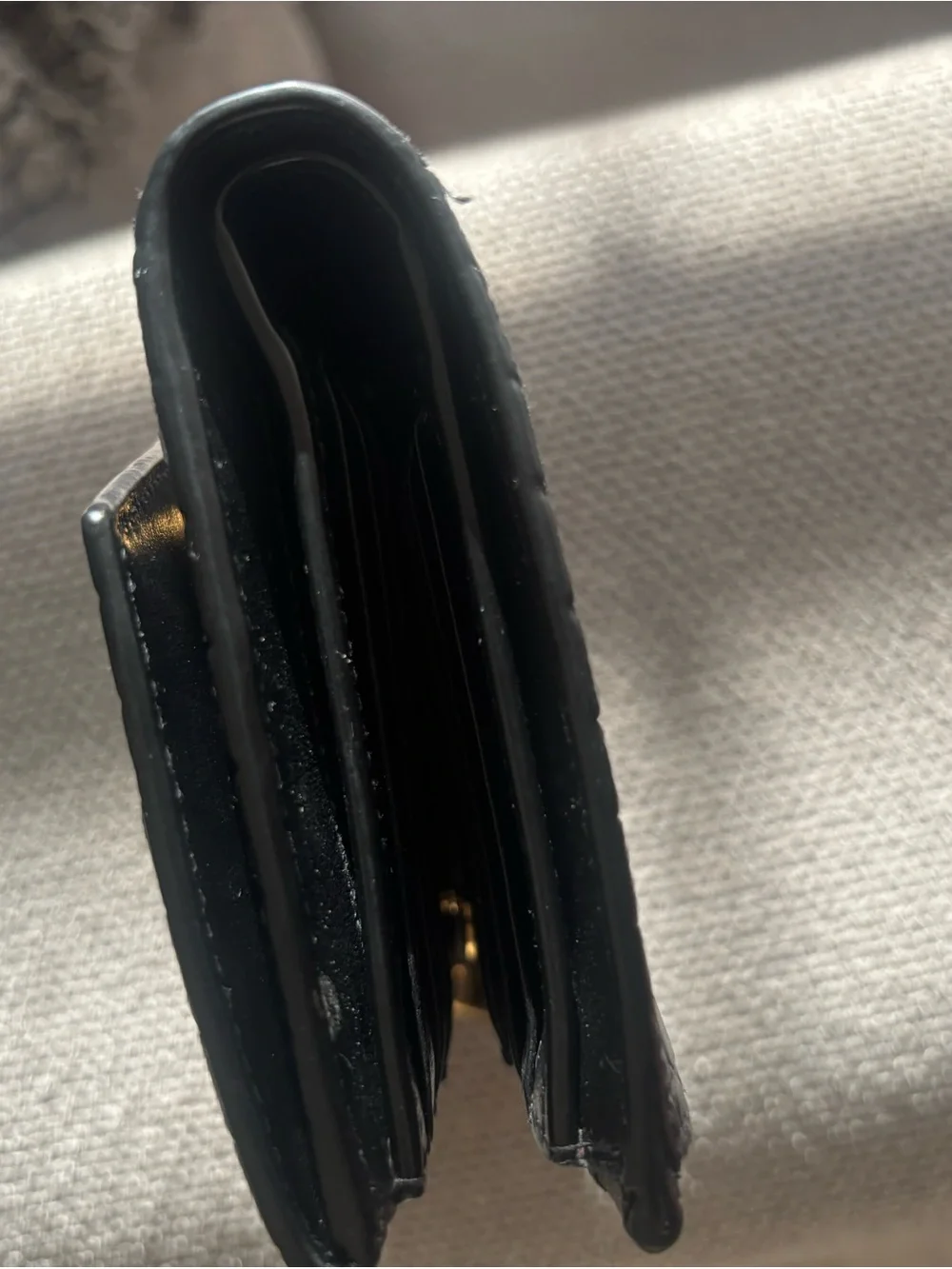 Saint Laurent Black Croc-Embossed Card Wallet with Gold YSL Hardware - Picture 5 of 6